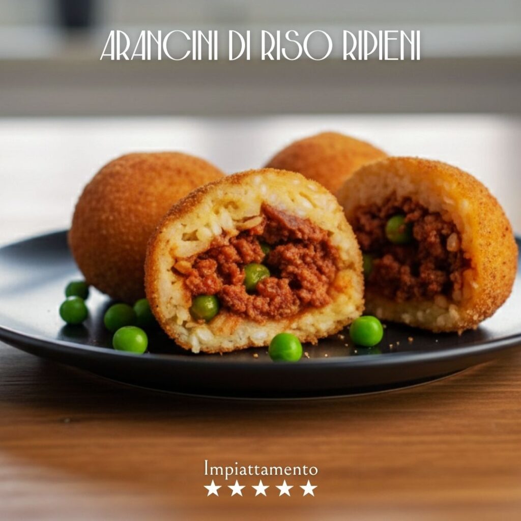 Arancini di riso ripieni su piatto