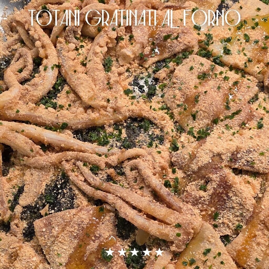 Preparazione totani gratinati